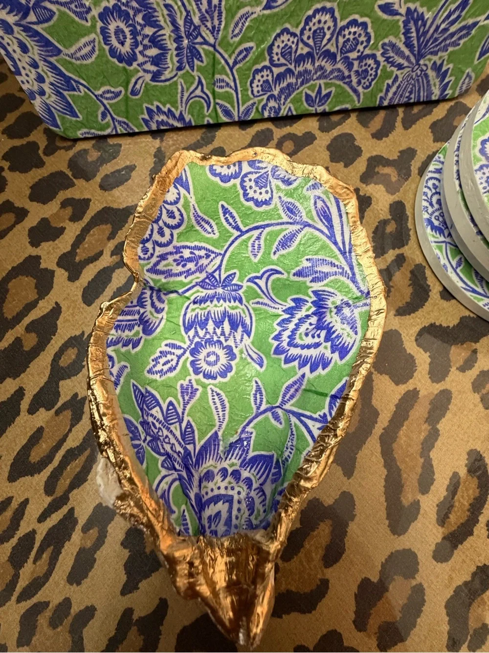 Picture Frame/Note Holder.  Oyster Shell Trinket Dish.  Coaster set.